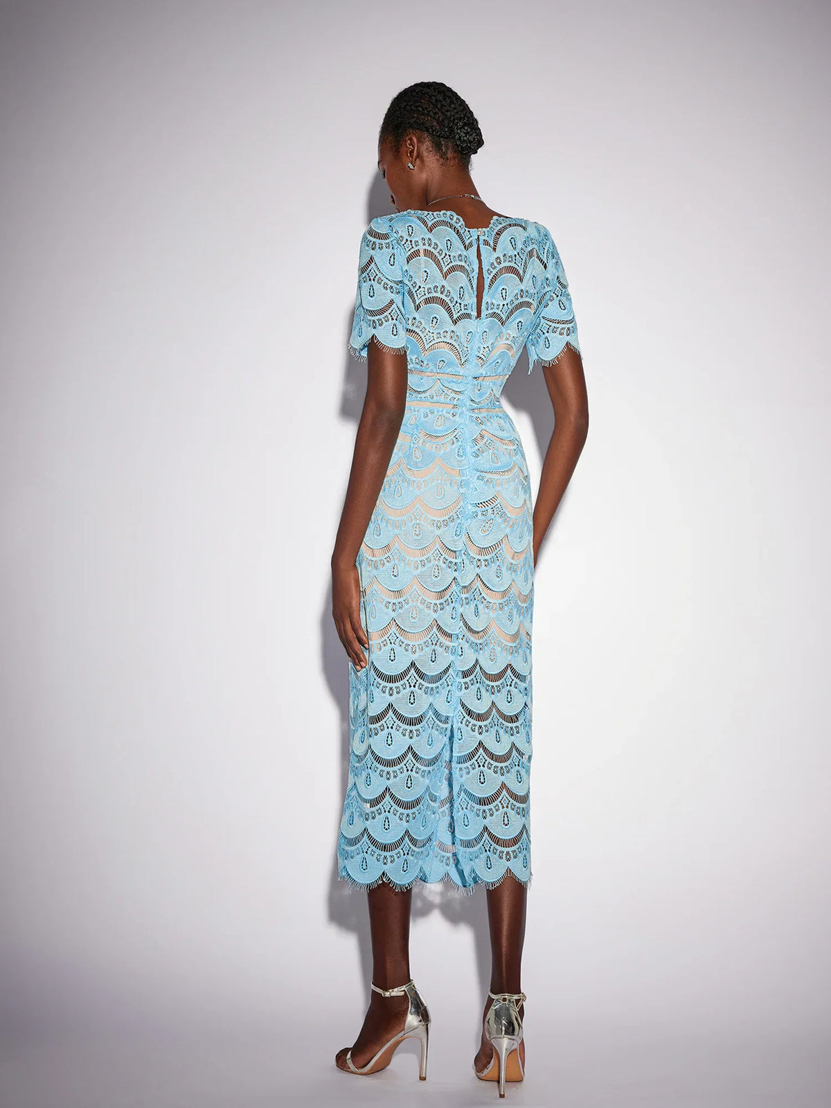 Floral Cutout Detail V-Neck Midi Dress
