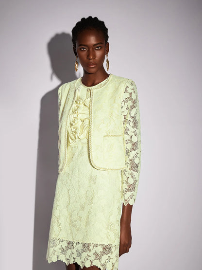 Floral Hollow-Out Two-Piece Outfit with Cover-Up