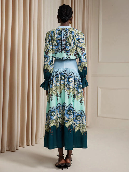 Ruffle Printed High-Waist Two-Piece Set